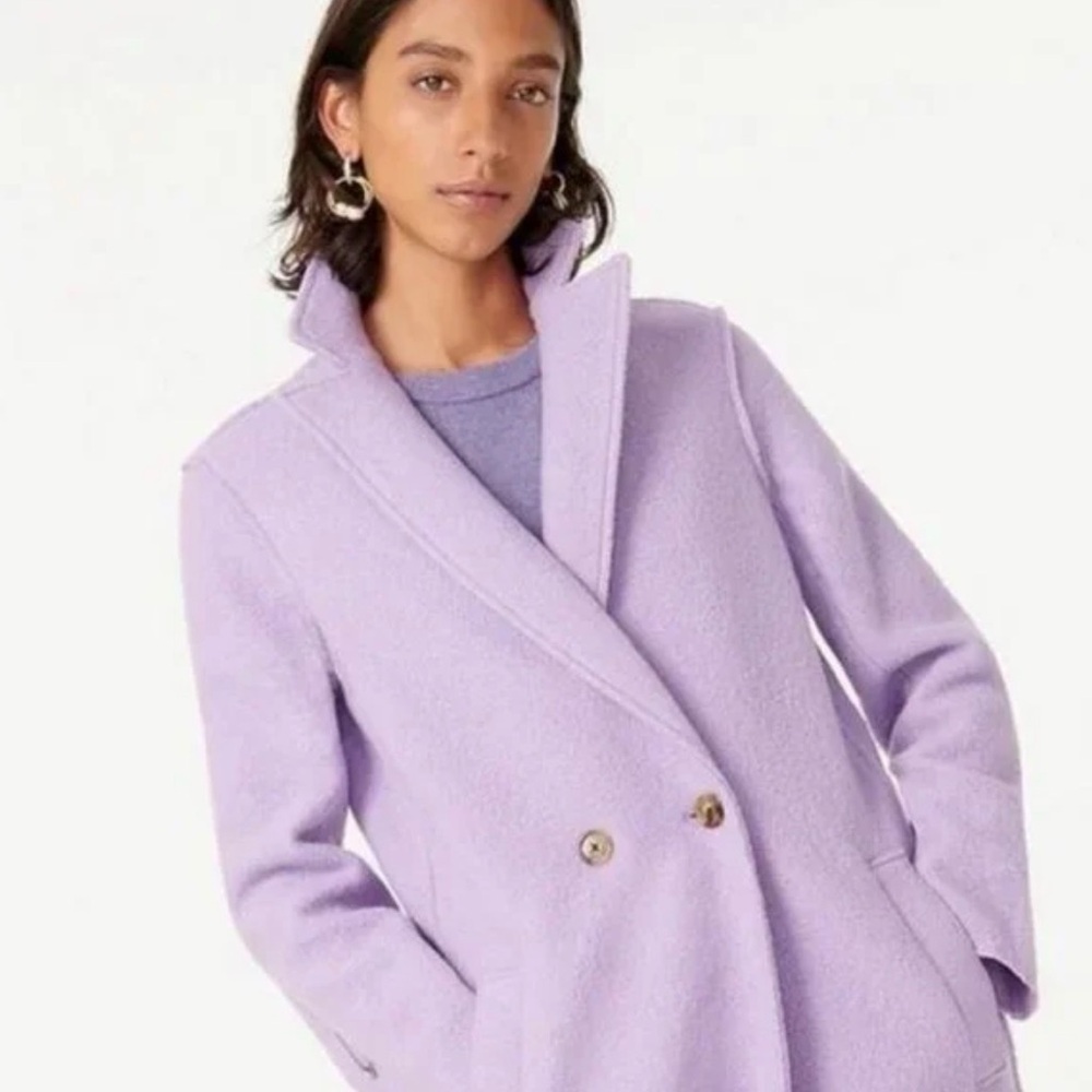 J. Crew Dapne Topcoat Lavender Wool Double Breasted Coat Size XS